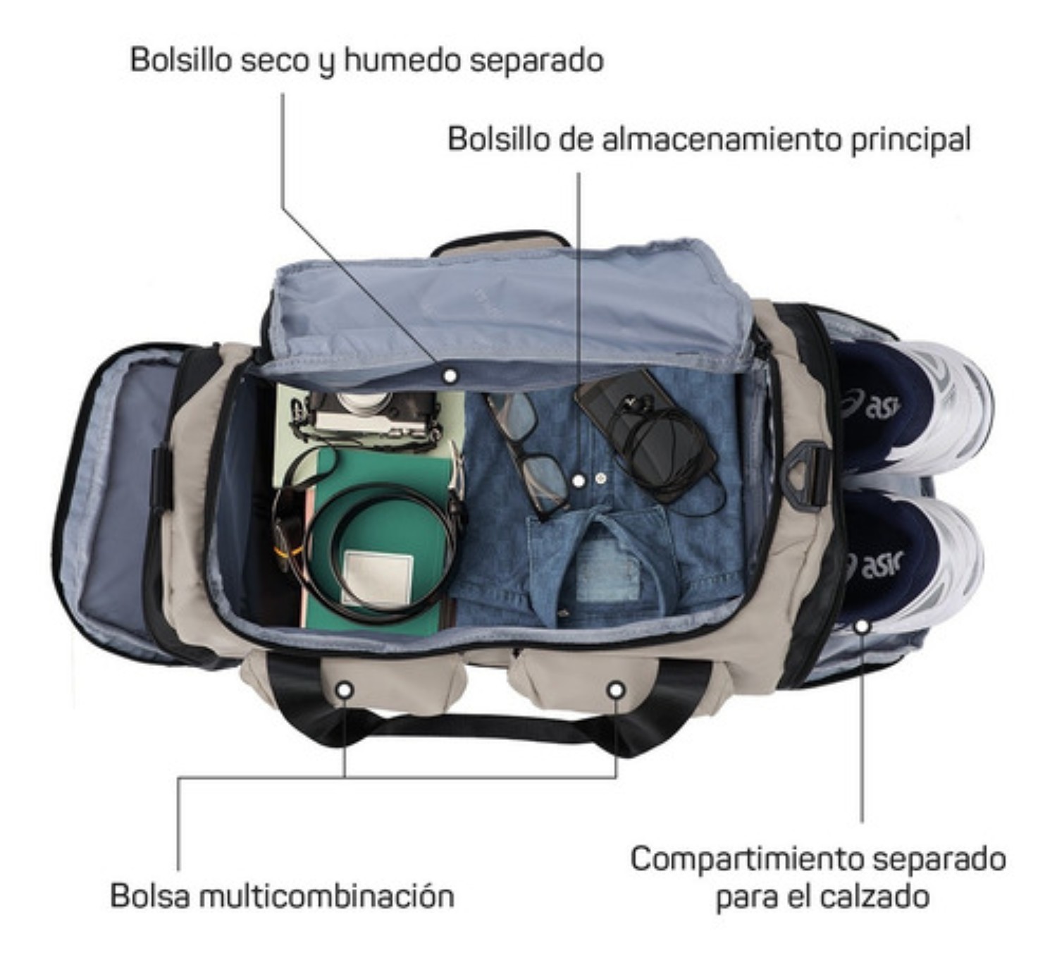 Maleta Deportiva Bolsa Gym Viaje Mochila Moda Fitness caqui image number null
