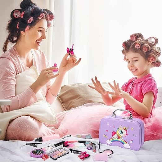 A AEGTVA Maquillaje para Ni&ntilde;as - Kit de Juguetes de Maquillaje Lavables para ni&ntilde;as (Bolso Morado). image number null