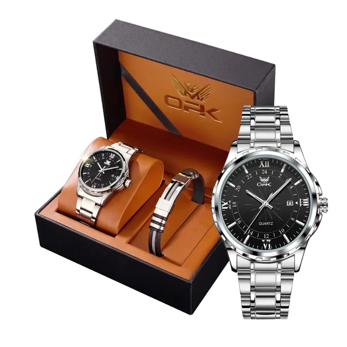 Reloj y Pulsera para Hombre Negro image number null