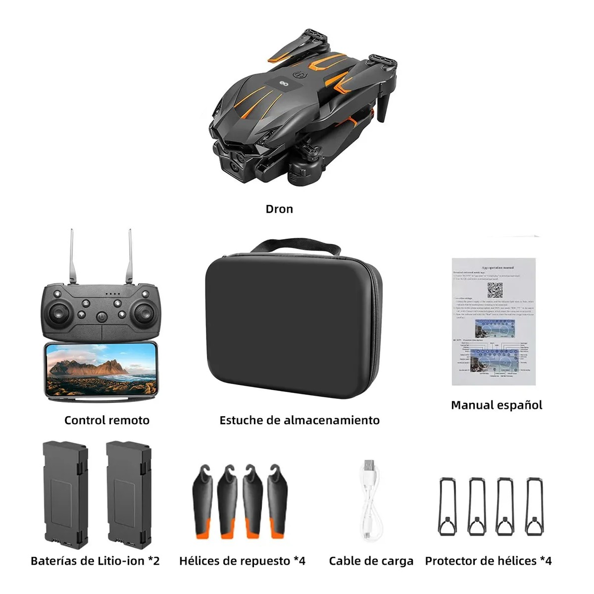 Drone Mini Negro Hover Autom&aacute;tico Con 2 Bater&iacute;as image number null