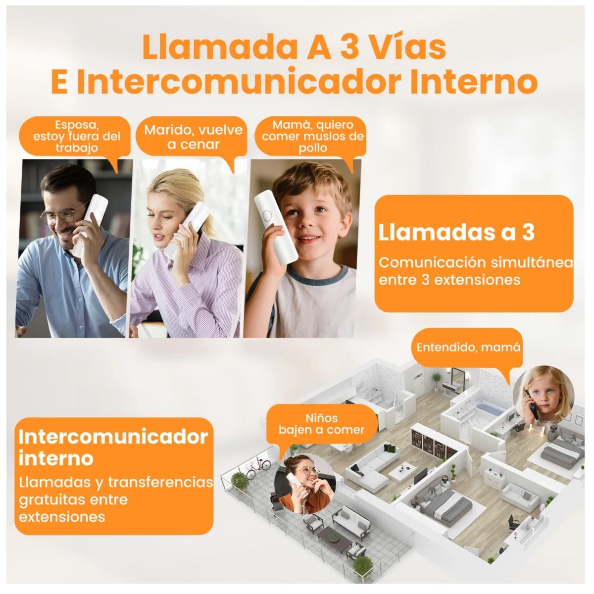 Tel&eacute;fonos Fijos Al&aacute;mbrico Casa Oficina Hotel Lcd Blanco image number null