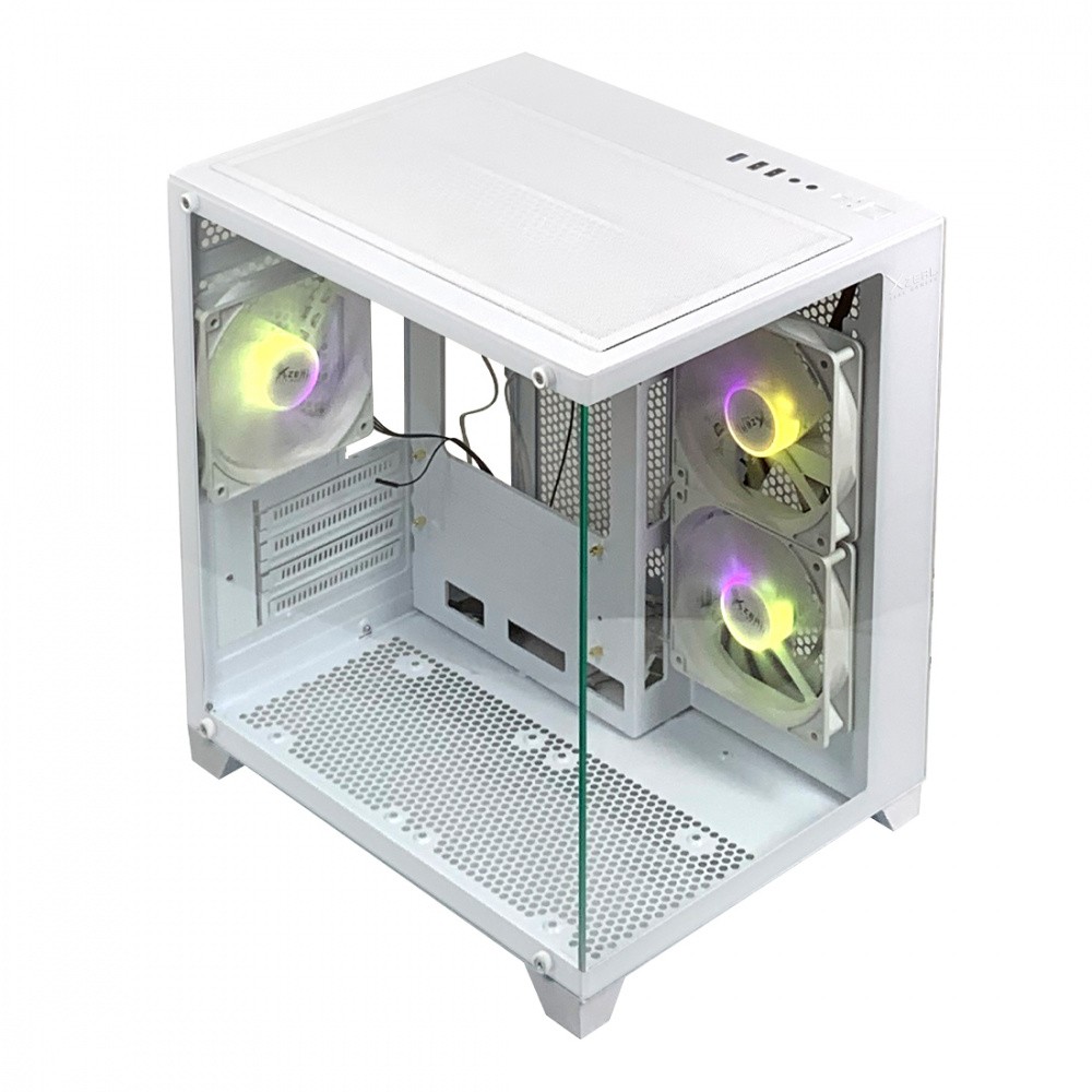 Gabinete Xzeal Panzer II Cubo, Mini-Tower, Micro-ATX, USB 2.0/3.0, sin Fuente, 3 Ventiladores Instalados, Blanco image number null