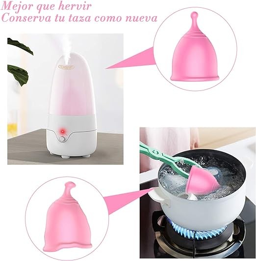 A Esterilizador de Copa Menstrual - Pesoo Limpiador de Copa Menstrual para Todas las Copas de Menstruaci&oacute;n Esterilizaci&oacute;n por Vapor a Alta Temperatura M&aacute;quina de Esterilizaci&oacute;n de 3 Minutos Eliminar el 99.9% de Bacterias y Virus. image number null