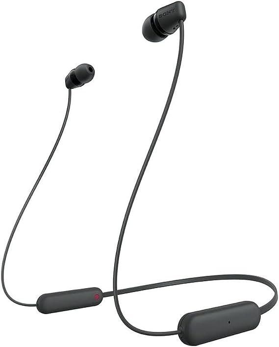 Sony WI-C100 - Aud&iacute;fonos inal&aacute;mbricos intraauriculares con Banda para el Cuello y micr&oacute;fono para Llamadas con Manos Libres, Negro, WIC100/B (Versi&oacute;n Nacional). image number null
