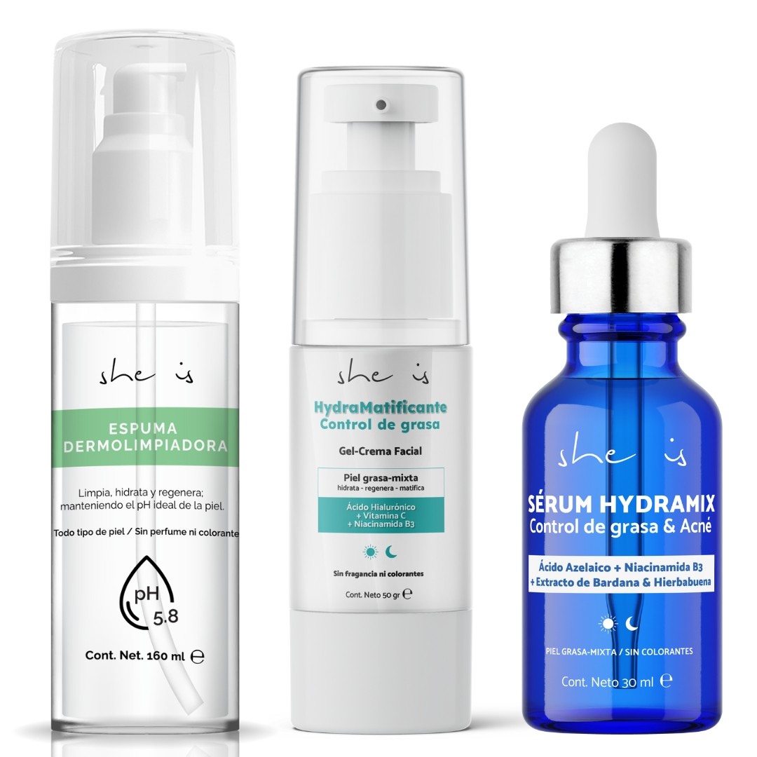 Set Facial Control de Grasa Plus (Crema + Serum + Dermolimpiador) She is skincare image number null