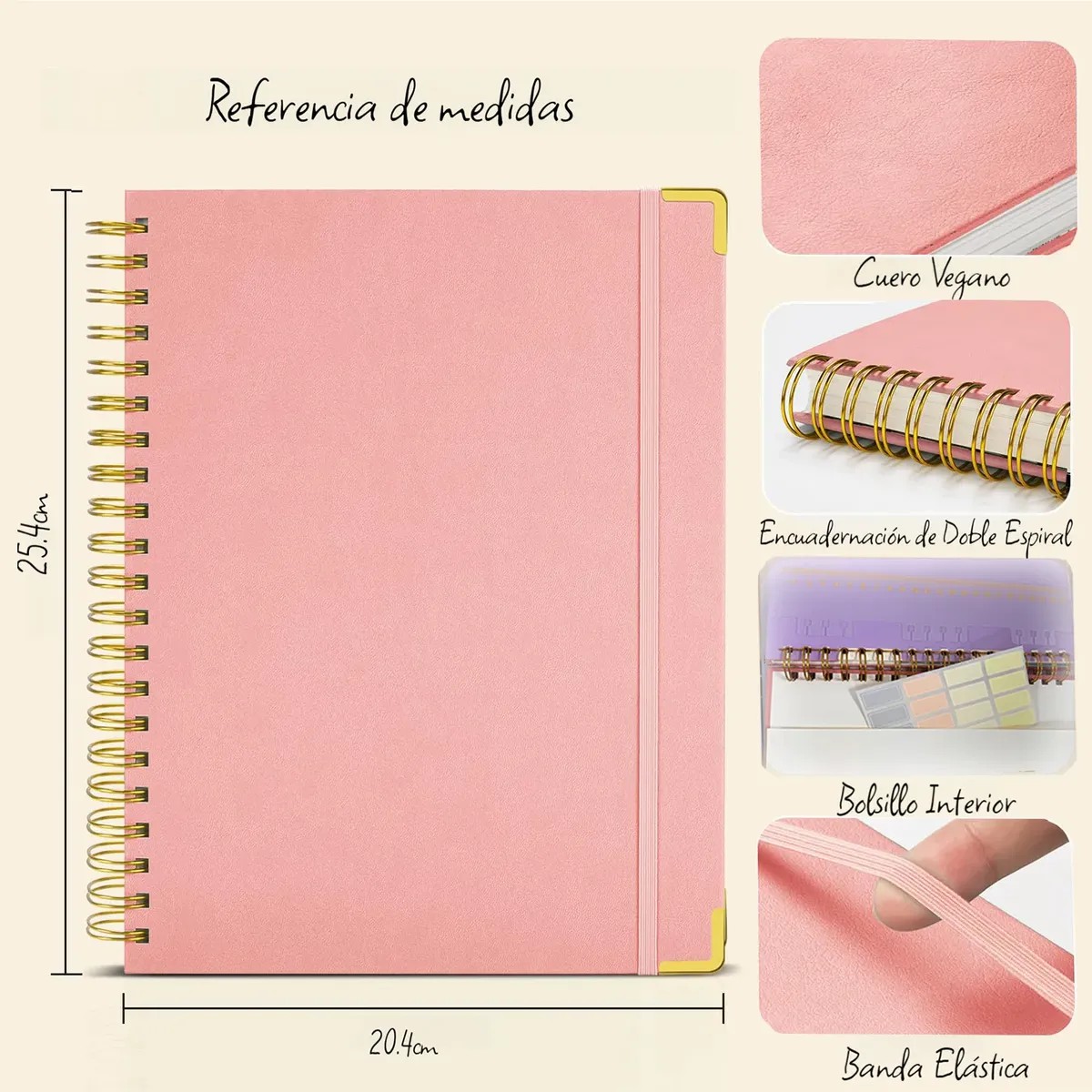Cuaderno Profesional Libreta Universitaria Color Puntos Rosas image number null