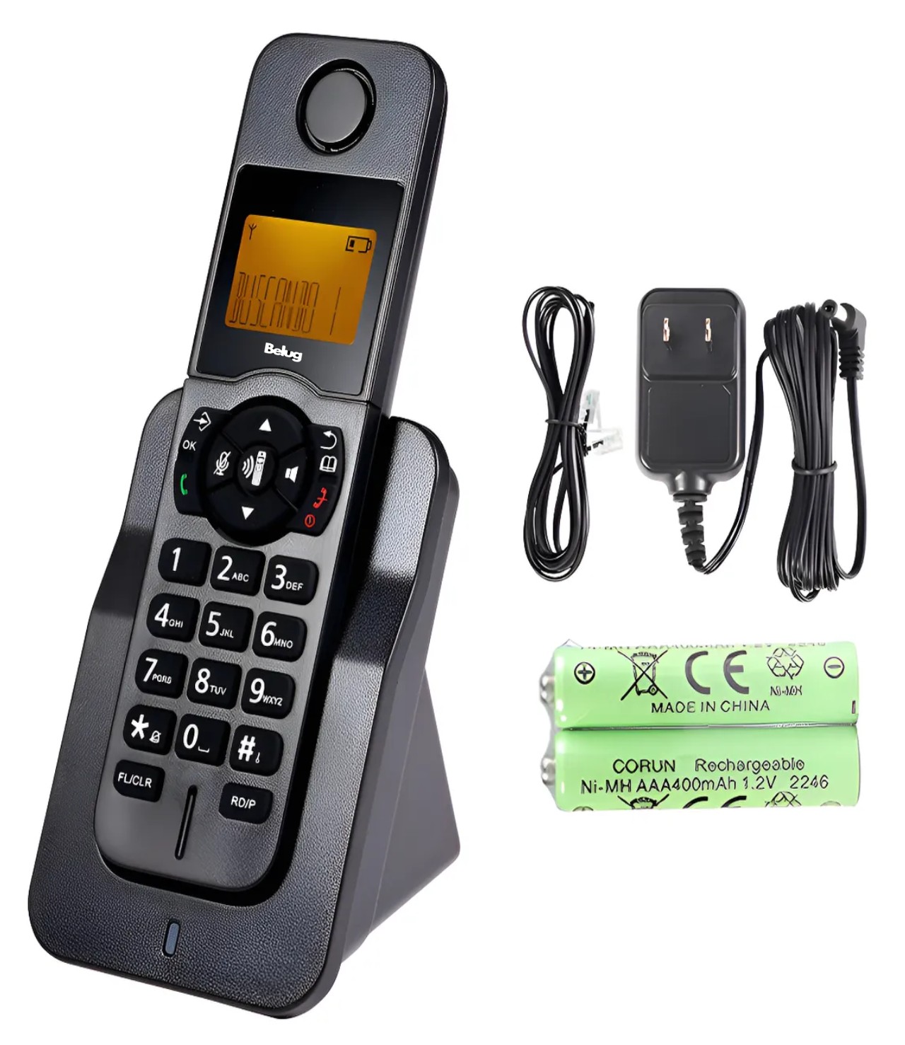 Tel&eacute;fono Inal&aacute;mbrico Fijo Moderno Con Lcd Para Casa Oficina negro image number null