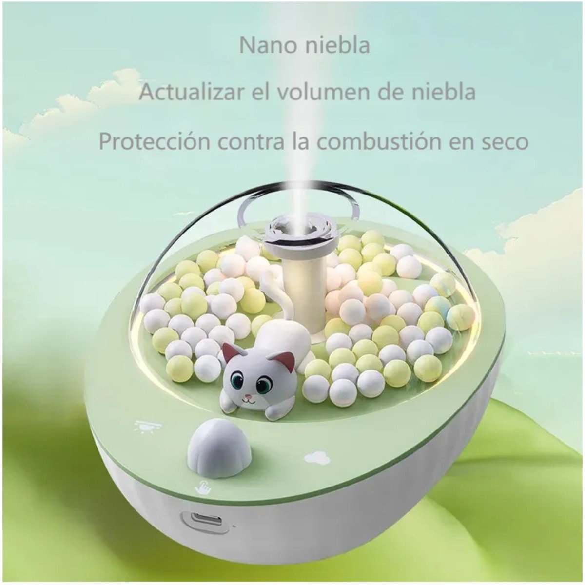 Humidificador De Aire Difusor De Aroma El&eacute;ctrico 220ml Verde Claro image number null