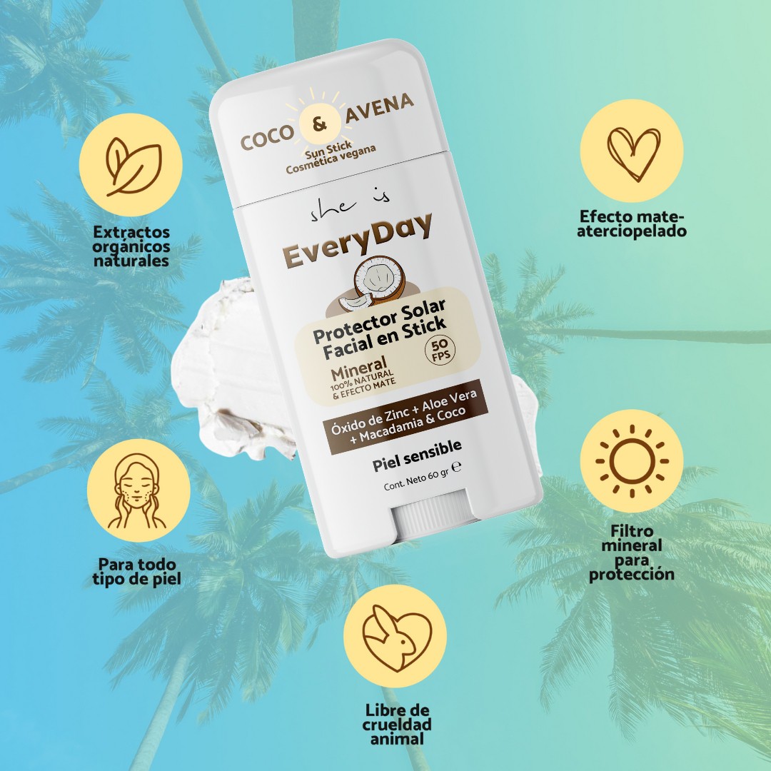 Protector Solar Facial org&aacute;nico FPS50 En Barra 60gr She is skincare image number null