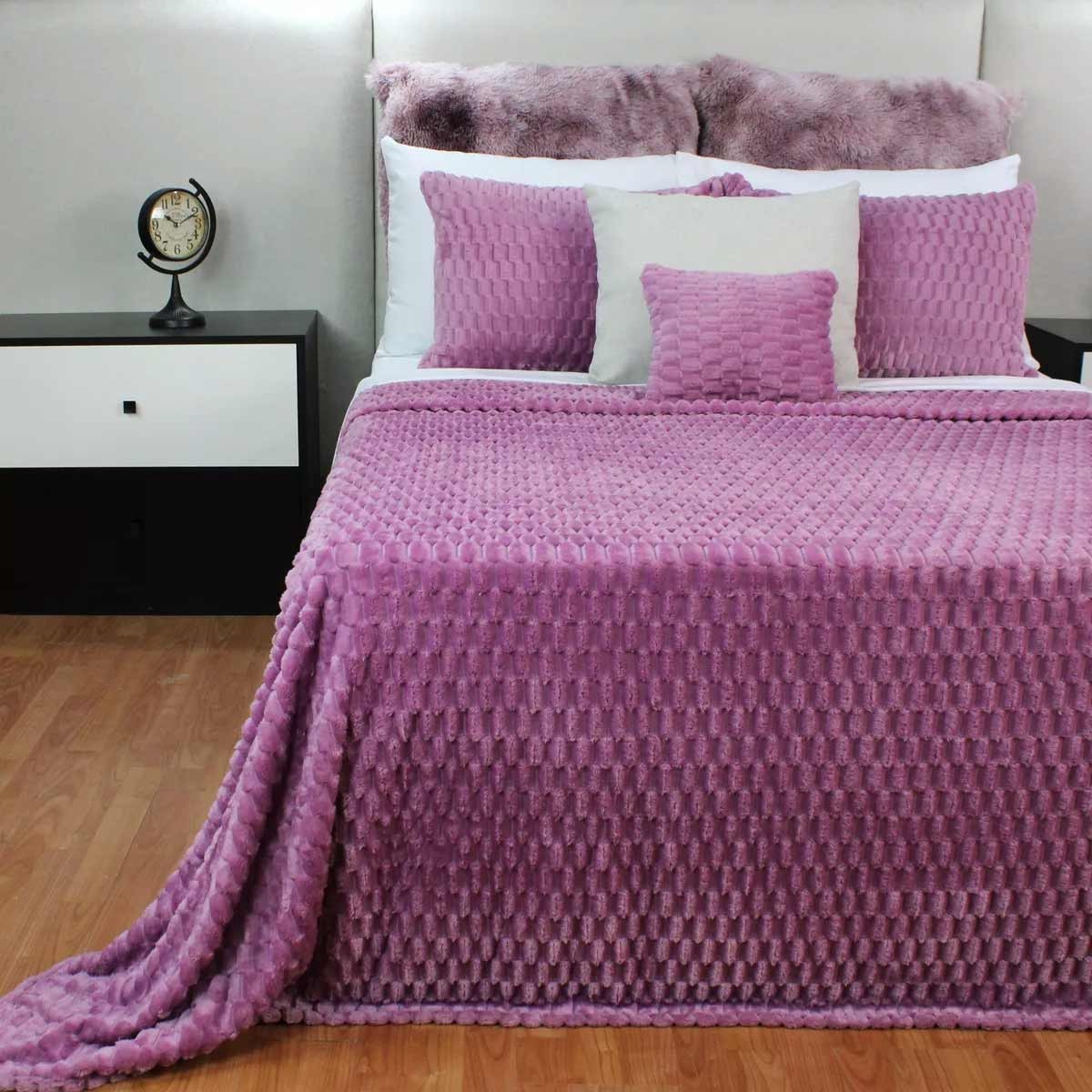 Frazada Embo Matrimonial 240x190 cm Morado, 100% microfibra, ligera, c&aacute;lida y lavable image number null