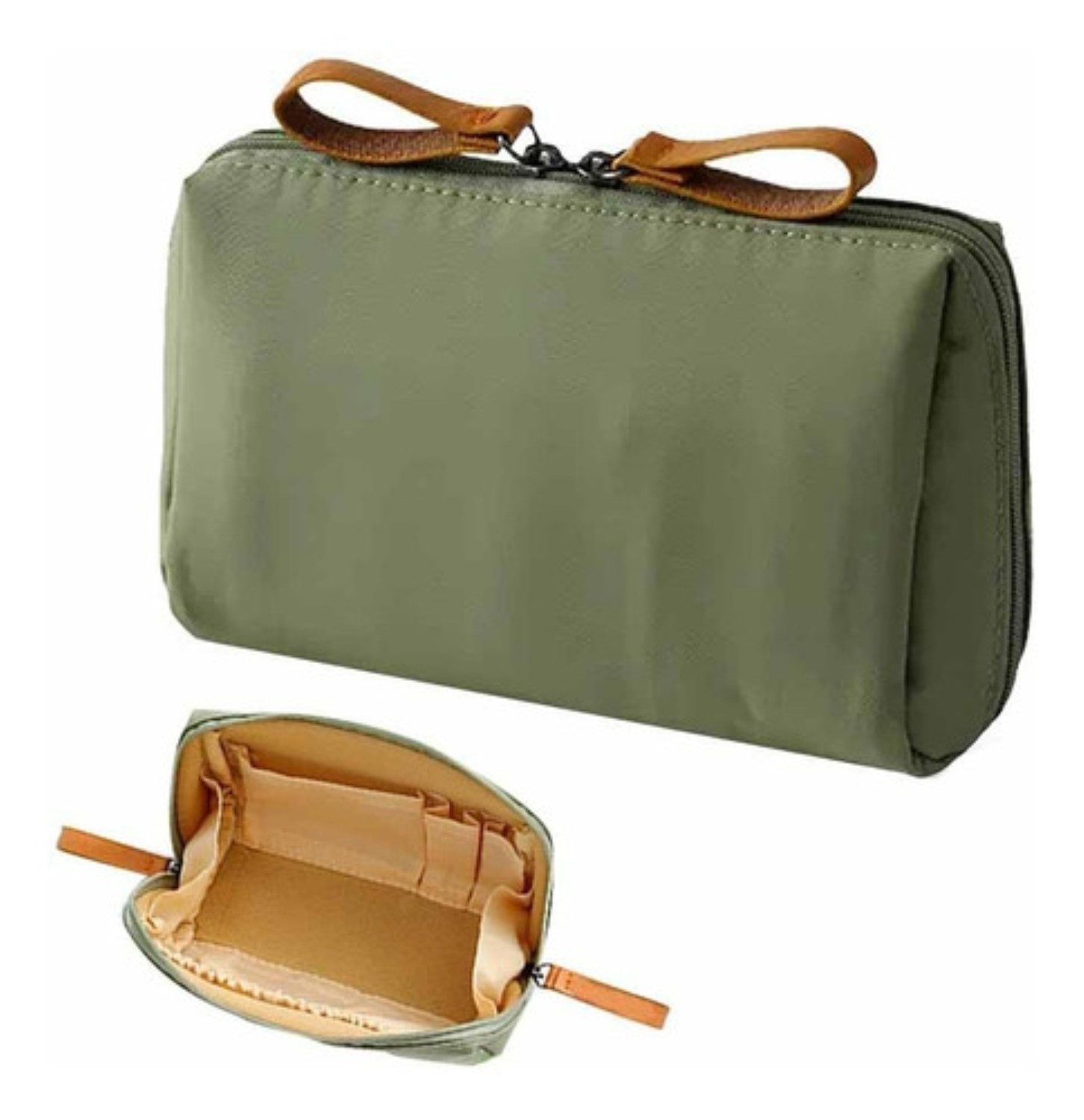 Bolsa De Maquillaje De Viaje Para Mujer Con Compartimentos Verde olivo image number null