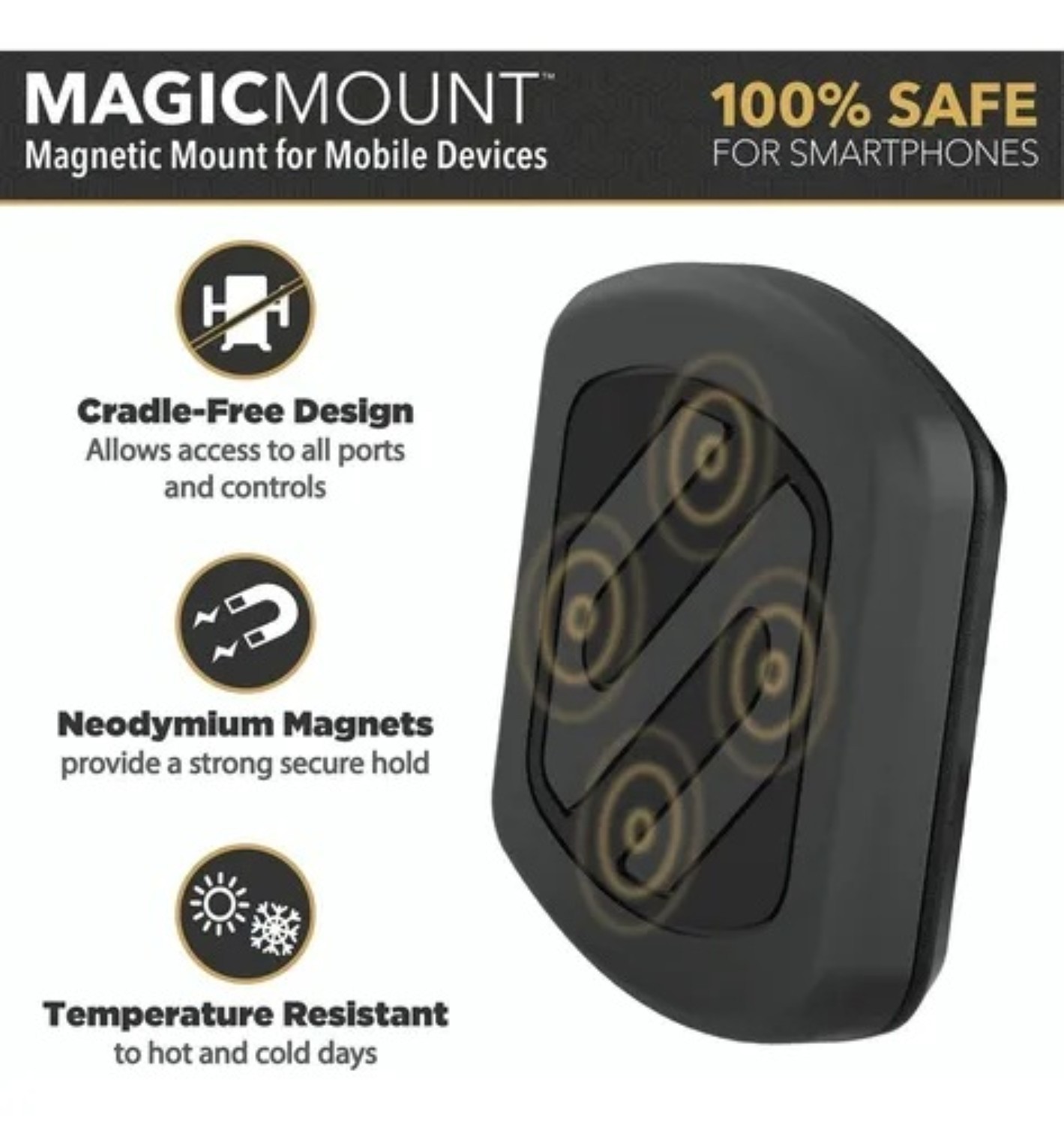 Soporte Magn&eacute;tico Ajustable Para Tel&eacute;fono De Coche 360 Negro image number null