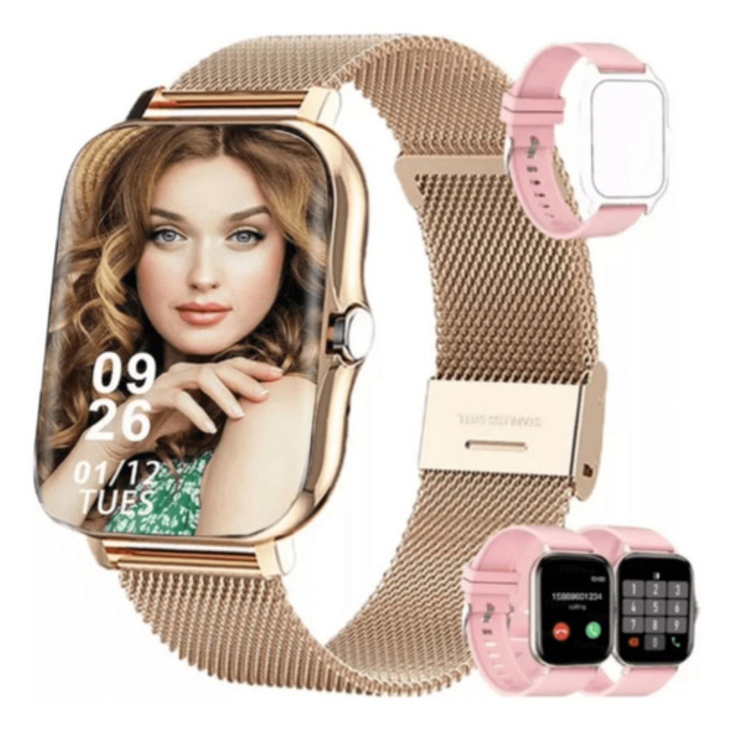 Reloj Inteligente Deportivo 1.85 Smartwatch Para Mujer Dorado image number null