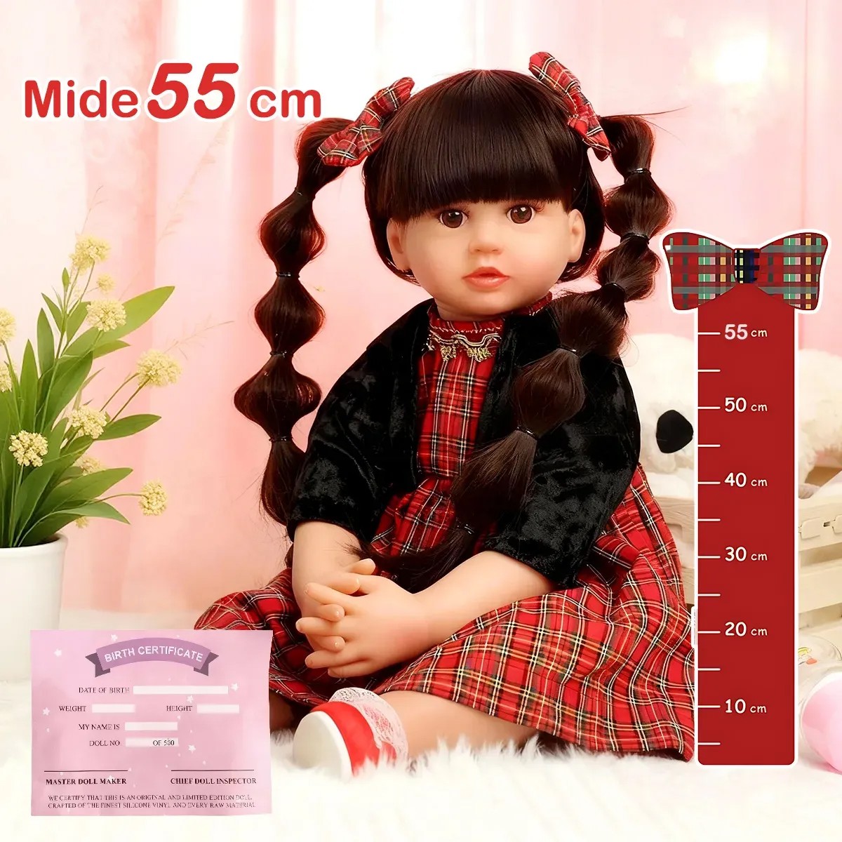 Mu&ntilde;eca Beb&eacute; Reborn 55cm Con Cabello Largo Realista Con Cuerpo Suave Y Detalles Faciales image number null