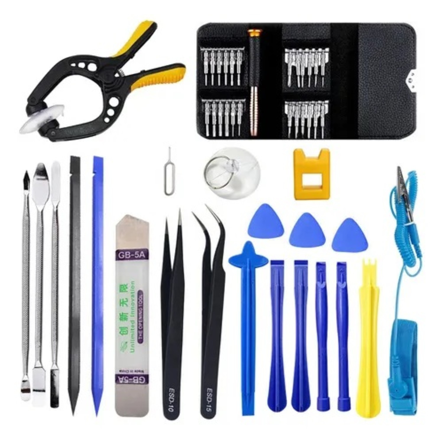 Kit De Herramientas Reparaci&oacute;n Pantalla Lcd Celular 47 En 1 Negro Azul image number null