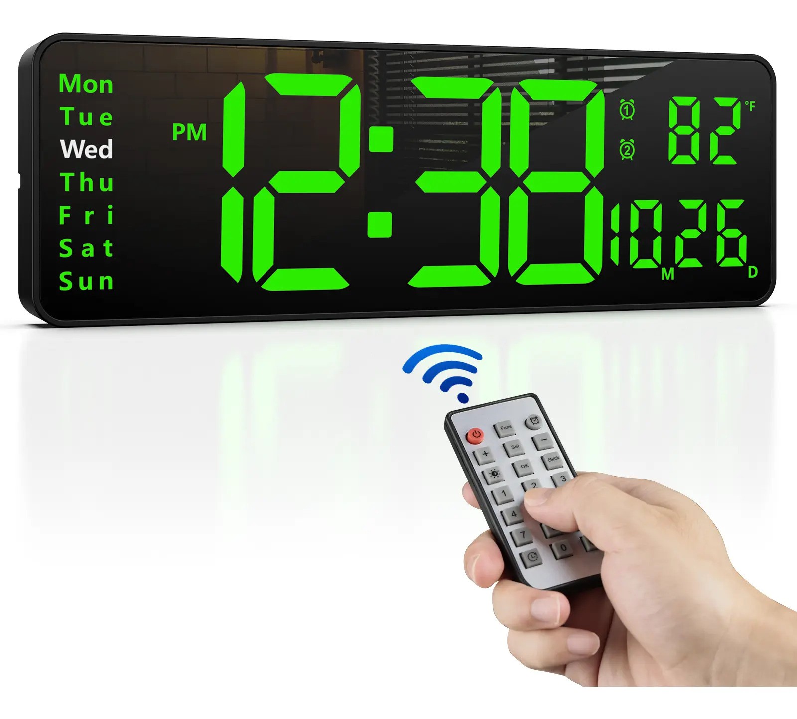 Reloj De Pared Digital Led Decorativo Con Term&oacute;metro Alarmas Negro image number null