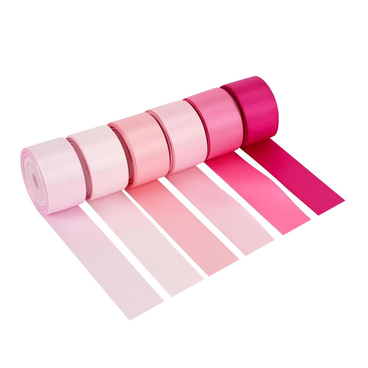 6 Rollos Popotillo List&oacute;n Barrotado 3.8 Cm. 22.5 Metros Color Rosa / Color Degradado image number null