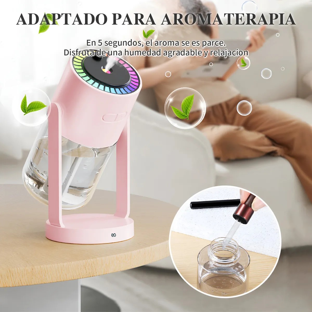 Humidificador Difusor Aceites Esenciales Difusores Aroma Rosa image number null