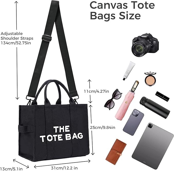 A Bolsas de lona para mujer, bolso de mano con cierre, Totes para Mujer, bolsa cruzada de lona para escuela, viajes, oficina. image number null