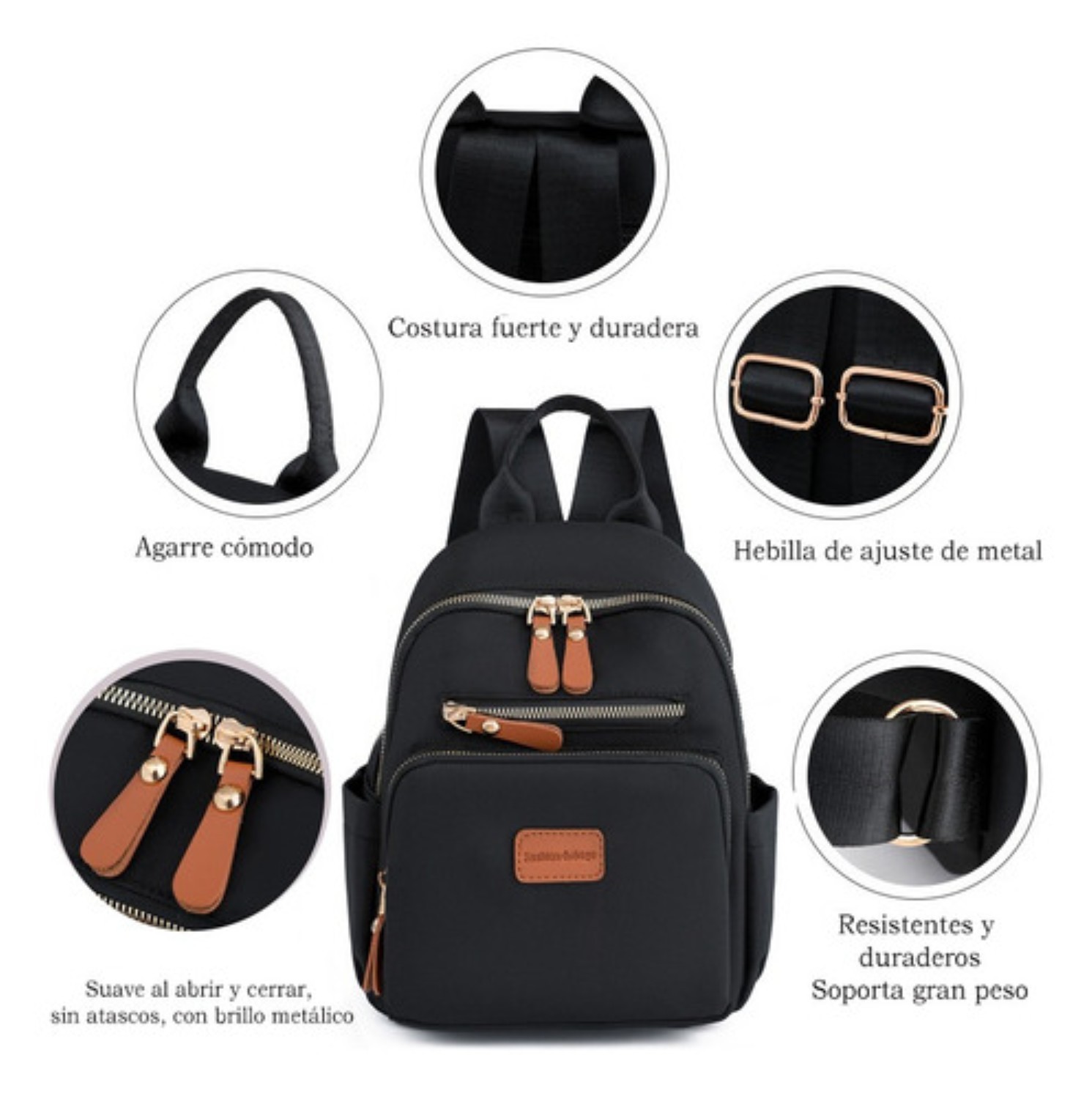 Mochila Antirrobo De Moda Para Mujer negra detalles marron image number null