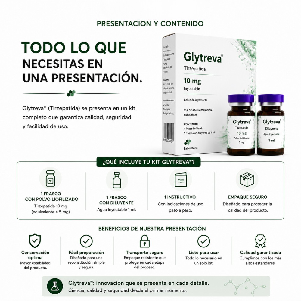 Glytreva&reg; Tirzepatida 5 mg | Tecnolog&iacute;a de &Uacute;ltima Generaci&oacute;n | Presentaci&oacute;n Liofilizada Premium image number null