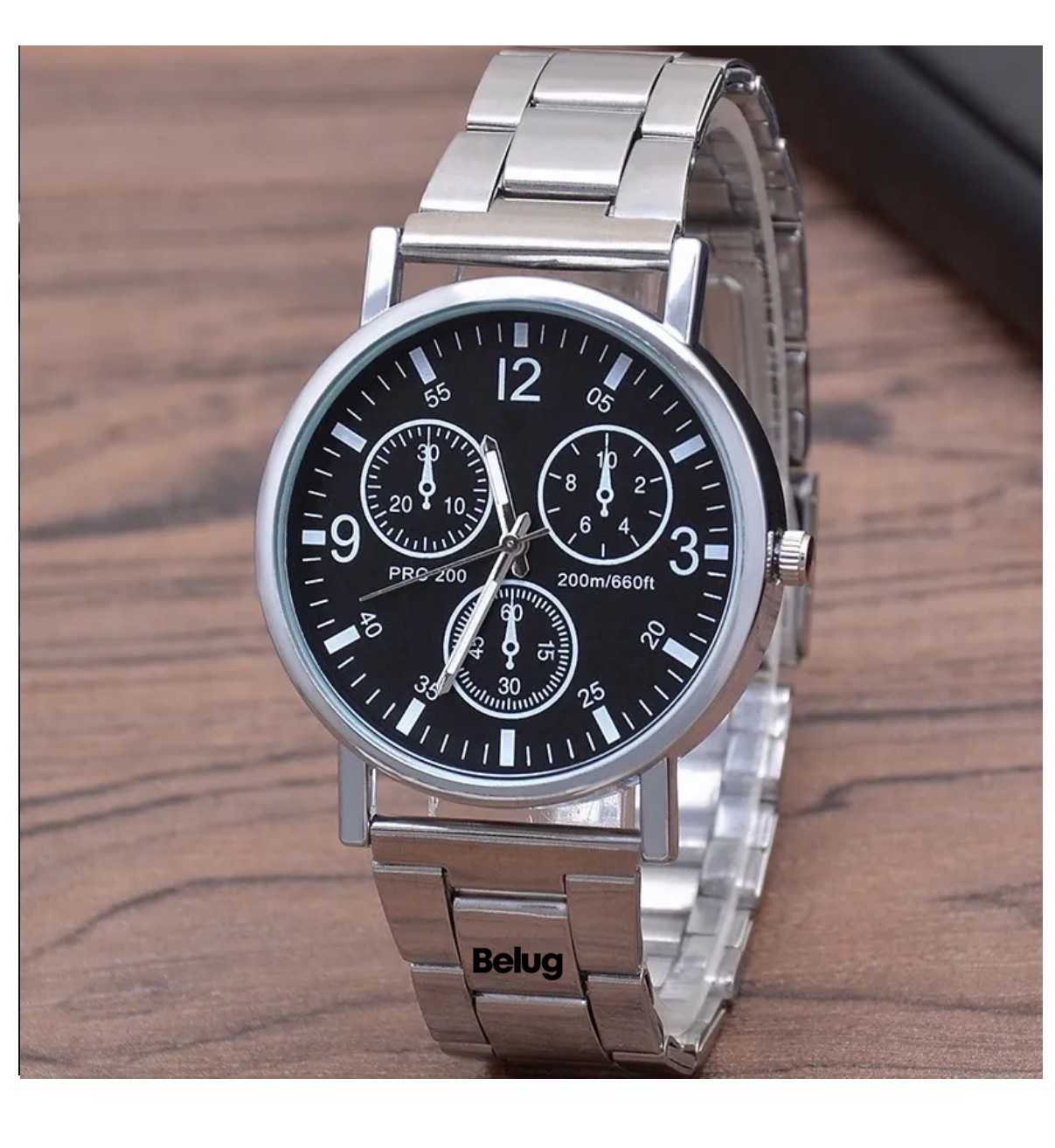 Moda Para Hombre Reloj Nuevo Belug Original Correa Met&aacute;lica Hombre Plata image number null