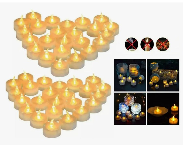 Velas de Luz Led Realistas Modelo Amarillo 50 Piezas image number null