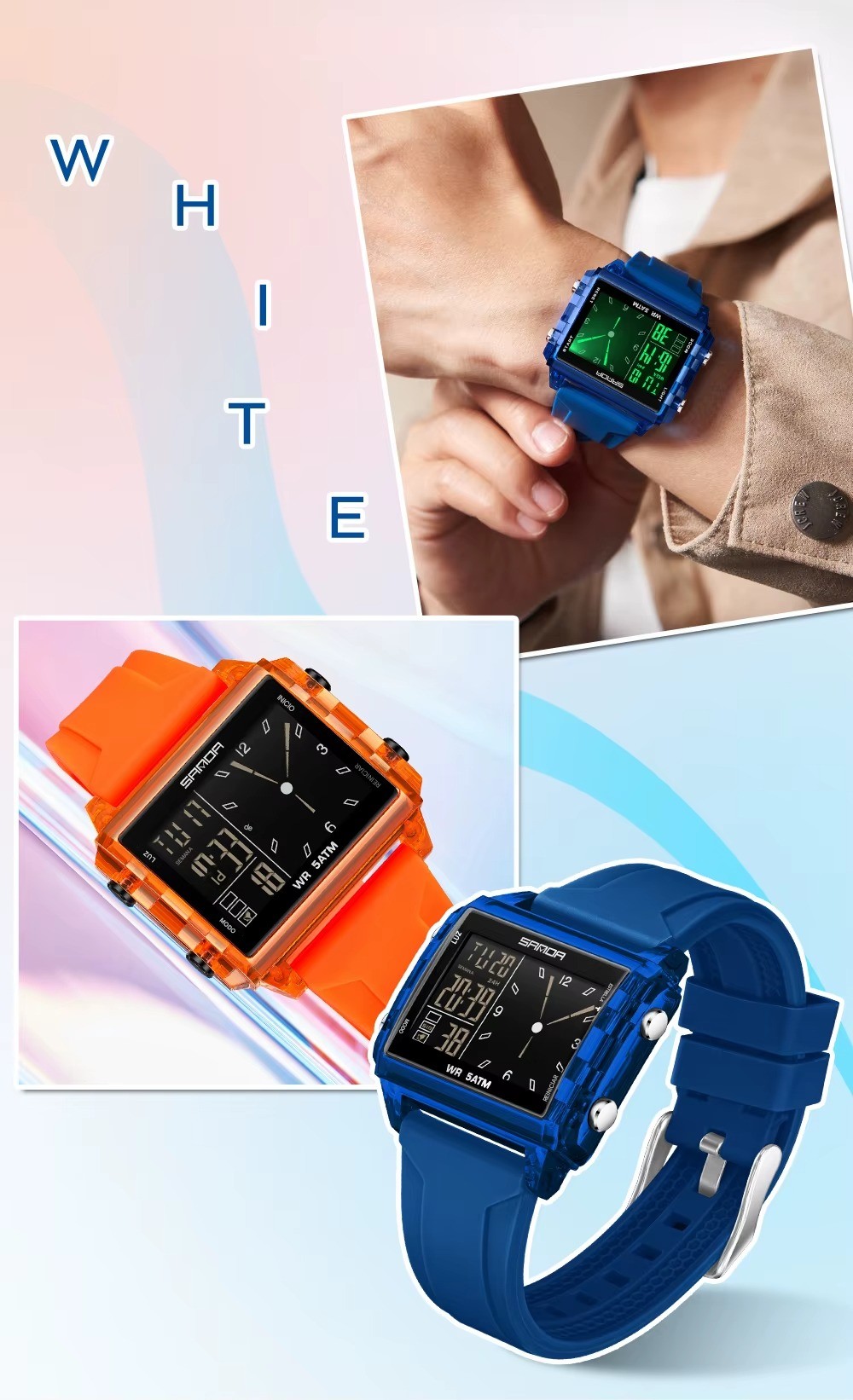 Relojes electr&oacute;nicos azul 01 calendario luminoso impermeable deportes al aire libre pulsera Digital image number null