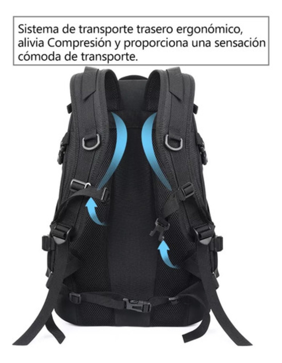 Mochila Tactica De C&aacute;mping Impermeable Gran Capacidad 45l Negro image number null