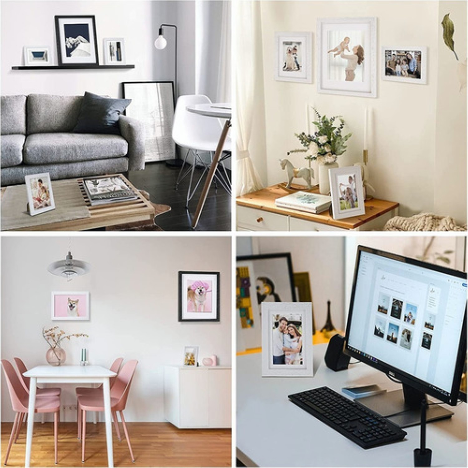 5pcs Marco portaretrato Decoraci&oacute;n De Pared O Mesa Negro image number null