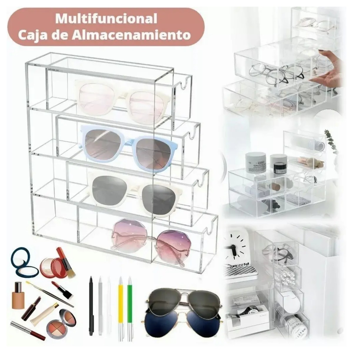 Organizador De Maquillaje Y Lentes De Sol Caja De Almacenar Transparente image number null