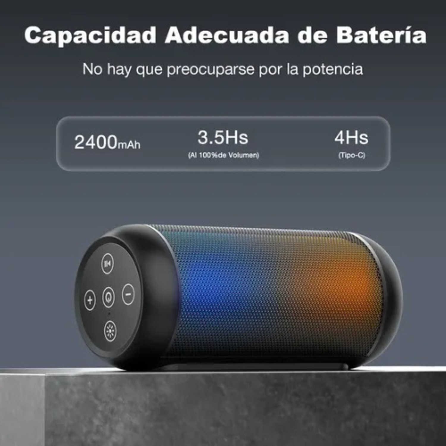 Bocina Subwoofer Altavoz Inal&aacute;mbrico Port&aacute;til Con Rgb, Carga Tipo C Negro image number null