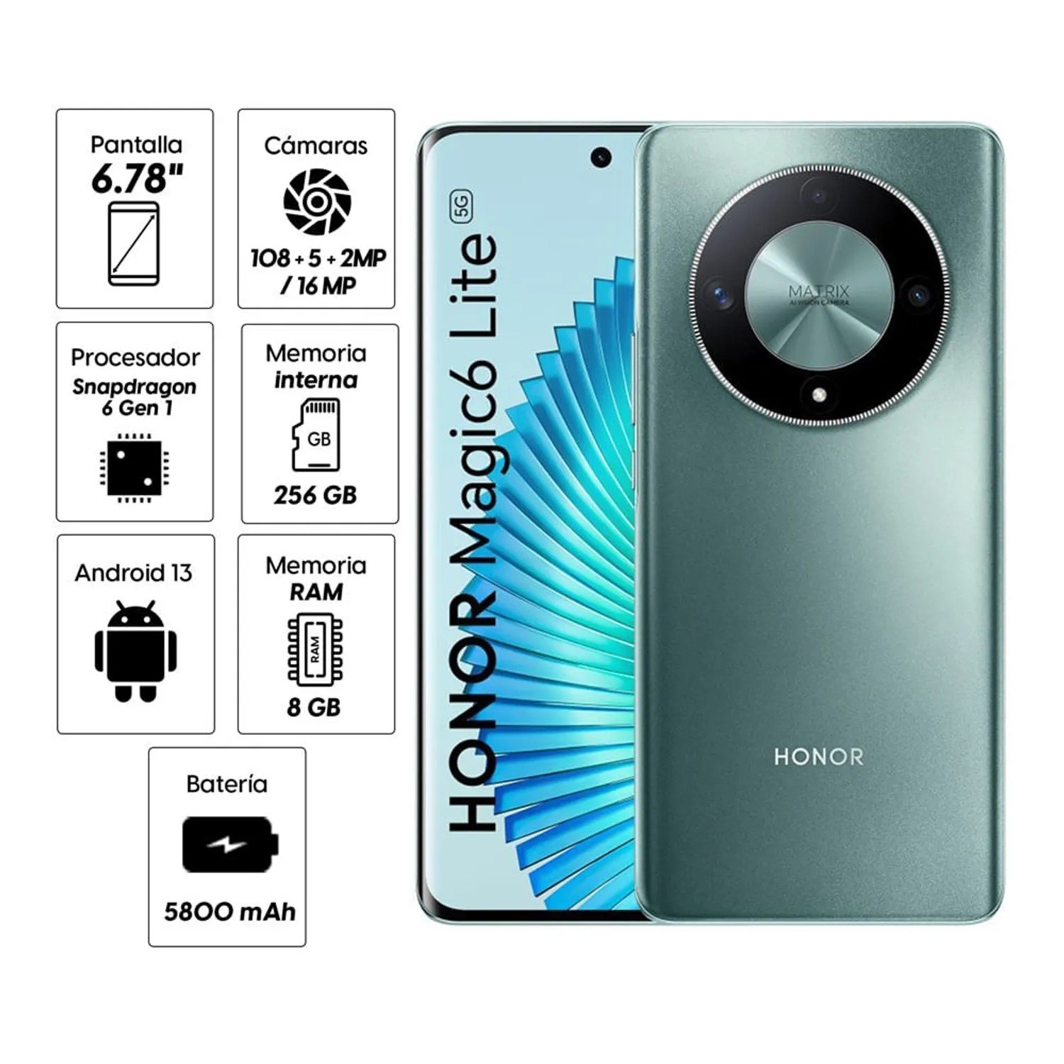 Honor Magic 6 Lite 256Gb 8Ram Color Verde Nuevo Libre image number null