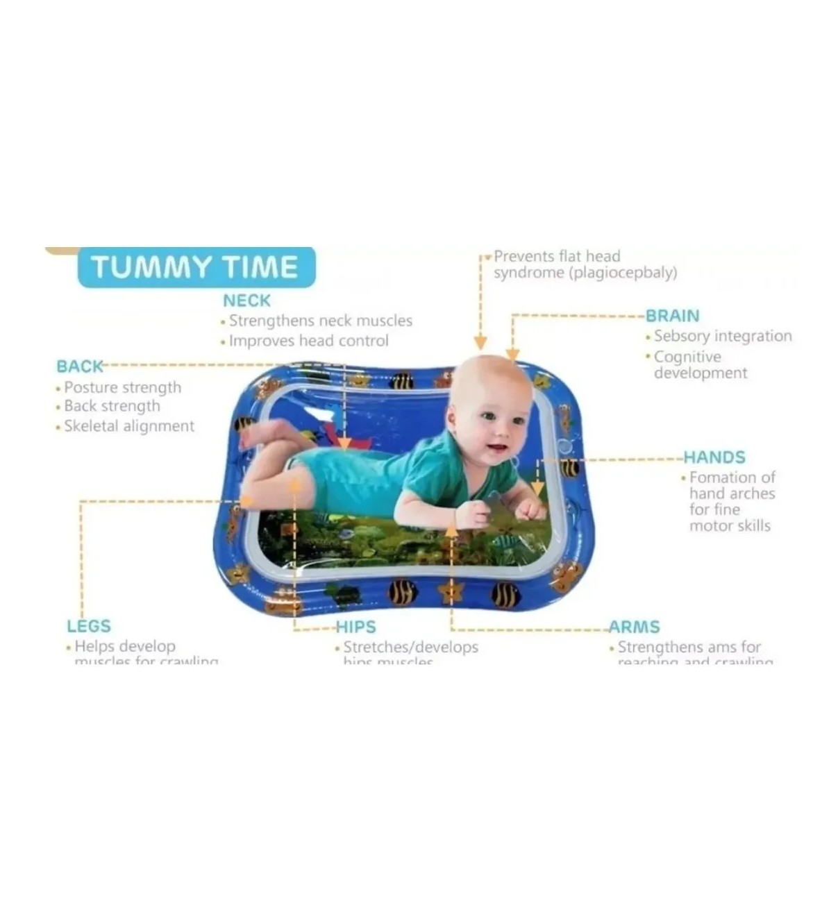 Coj&iacute;n Tapete Agua Inflable Para Bebes Estimulaci&oacute;n Temprana Belug image number null