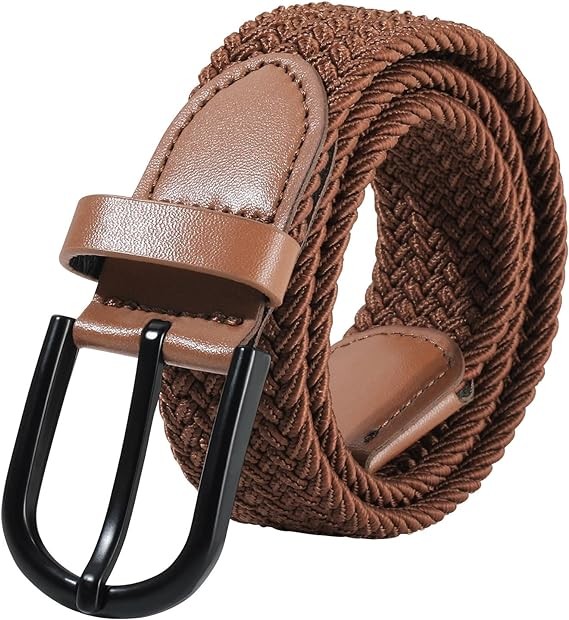 AWAYTR - Cintur&oacute;n el&aacute;stico trenzado para ni&ntilde;os, con hebilla negra y hebilla el&aacute;stica de golf, para ni&ntilde;os y ni&ntilde;as de 4 a 12 a&ntilde;os. image number null