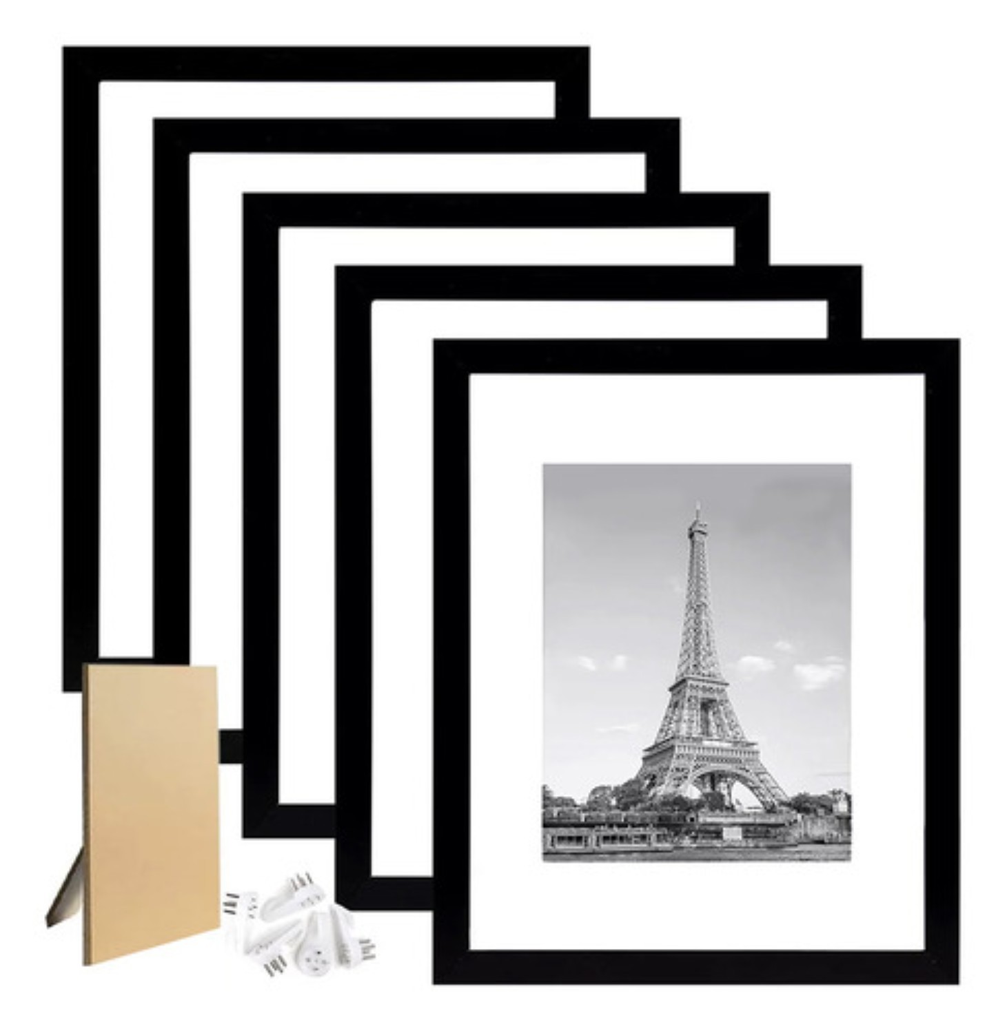 5pcs Marco portaretrato Decoraci&oacute;n De Pared O Mesa Negro image number null