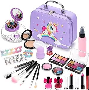 A AEGTVA Maquillaje para Ni&ntilde;as - Kit de Juguetes de Maquillaje Lavables para ni&ntilde;as (Bolso Morado). image number null