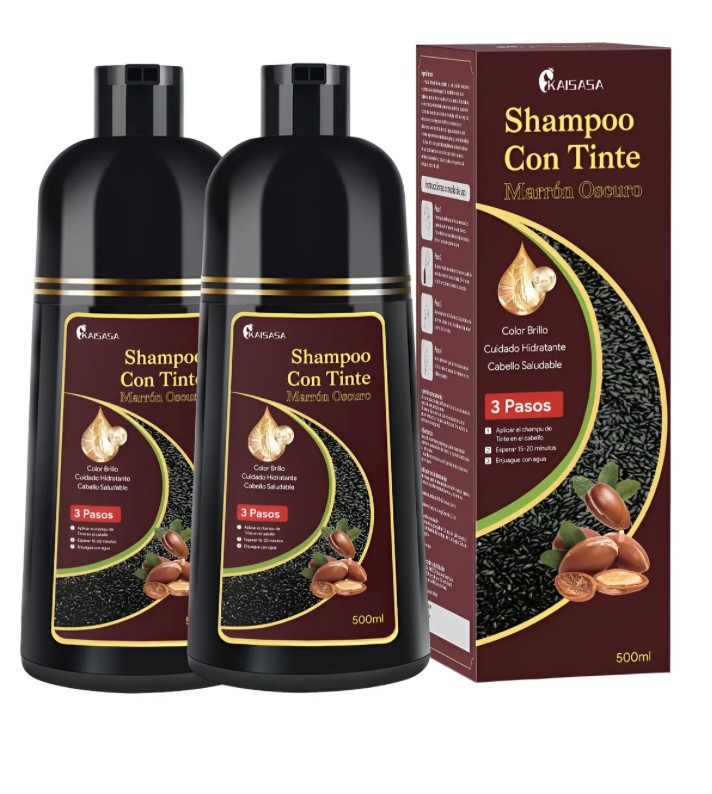 Shampoo Con Aceite De Arg&aacute;n Tinte Cubre Canas 2 Pzs image number null