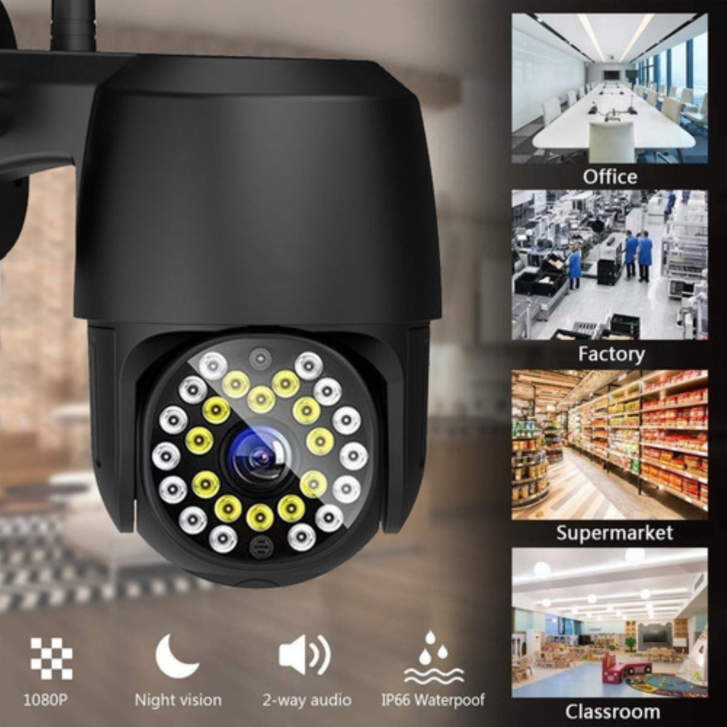 C&aacute;mara De Seguridad Wifi Exterior 1080p Con Led Iluminaci&oacute;n NEGRO image number null