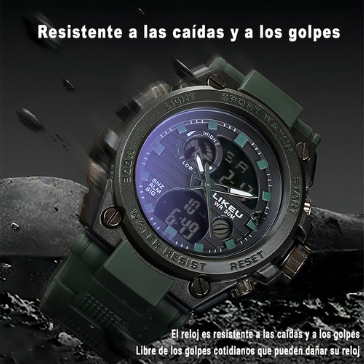 Reloj De Pulsera T&aacute;ctico Militar Impermeable Para Hombre Negro Total image number null