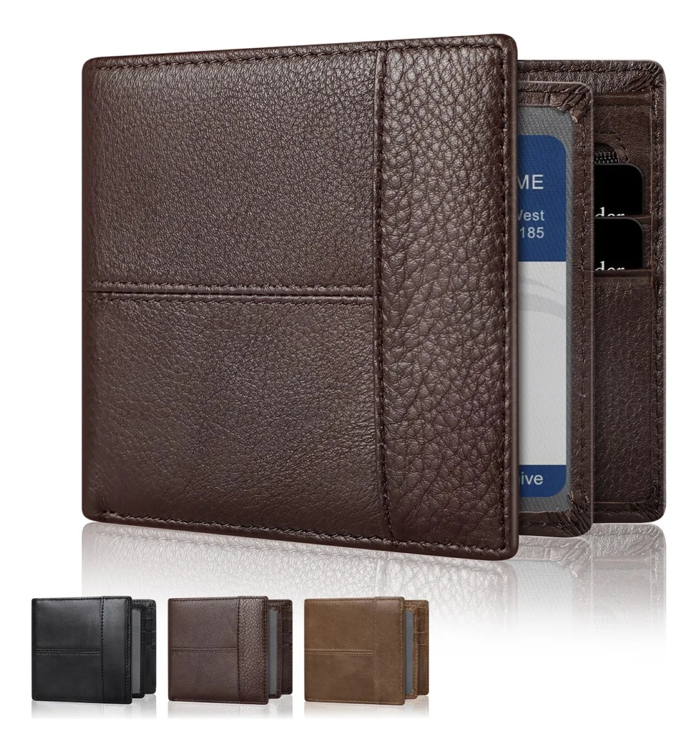 Cartera Hombre Piel Genuina Cartera Antirrobo Rfid/billetera cafe image number null