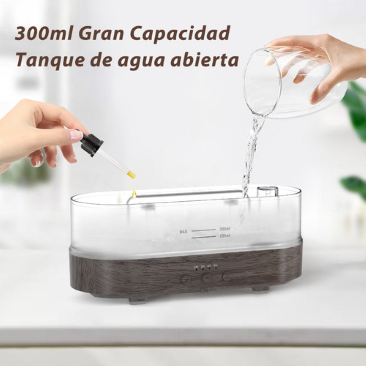 Difusor Humificadora De Aroma Ultrasonico Cuadrado Marron Oscuro image number null