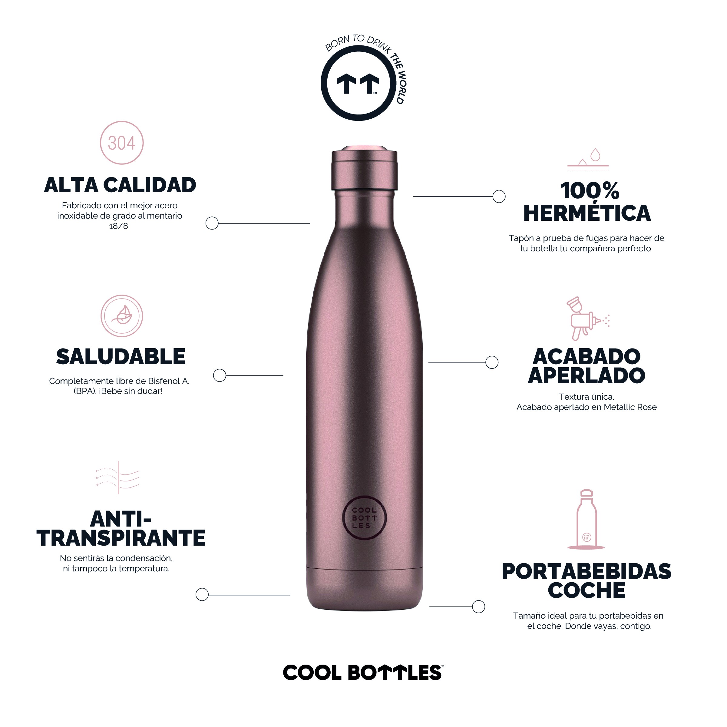 Cool Bottles Botella Termo Metallic Rose 750ml image number null