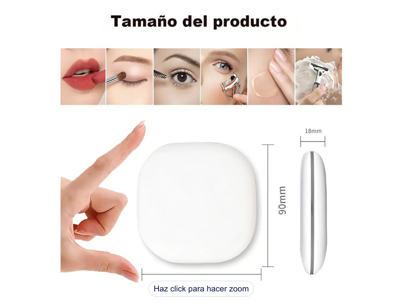 Espejo De Maquillaje Led Bolsillo Port&aacute;til Recargable 1x/3x dos Espejos De Maquillaje Modelo Blanco image number null