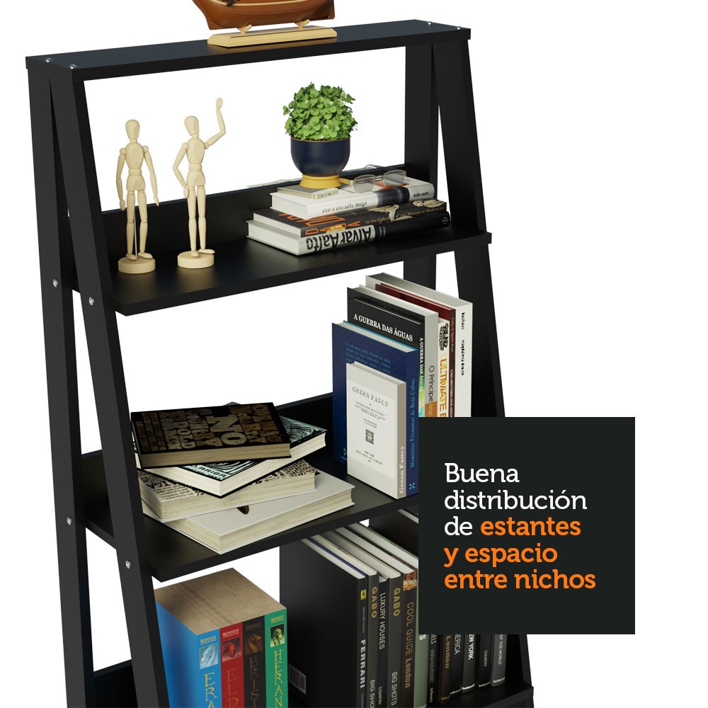 Mueble Biblioteca Librero Madesa Con 4 Niveles Negro 1 image number null