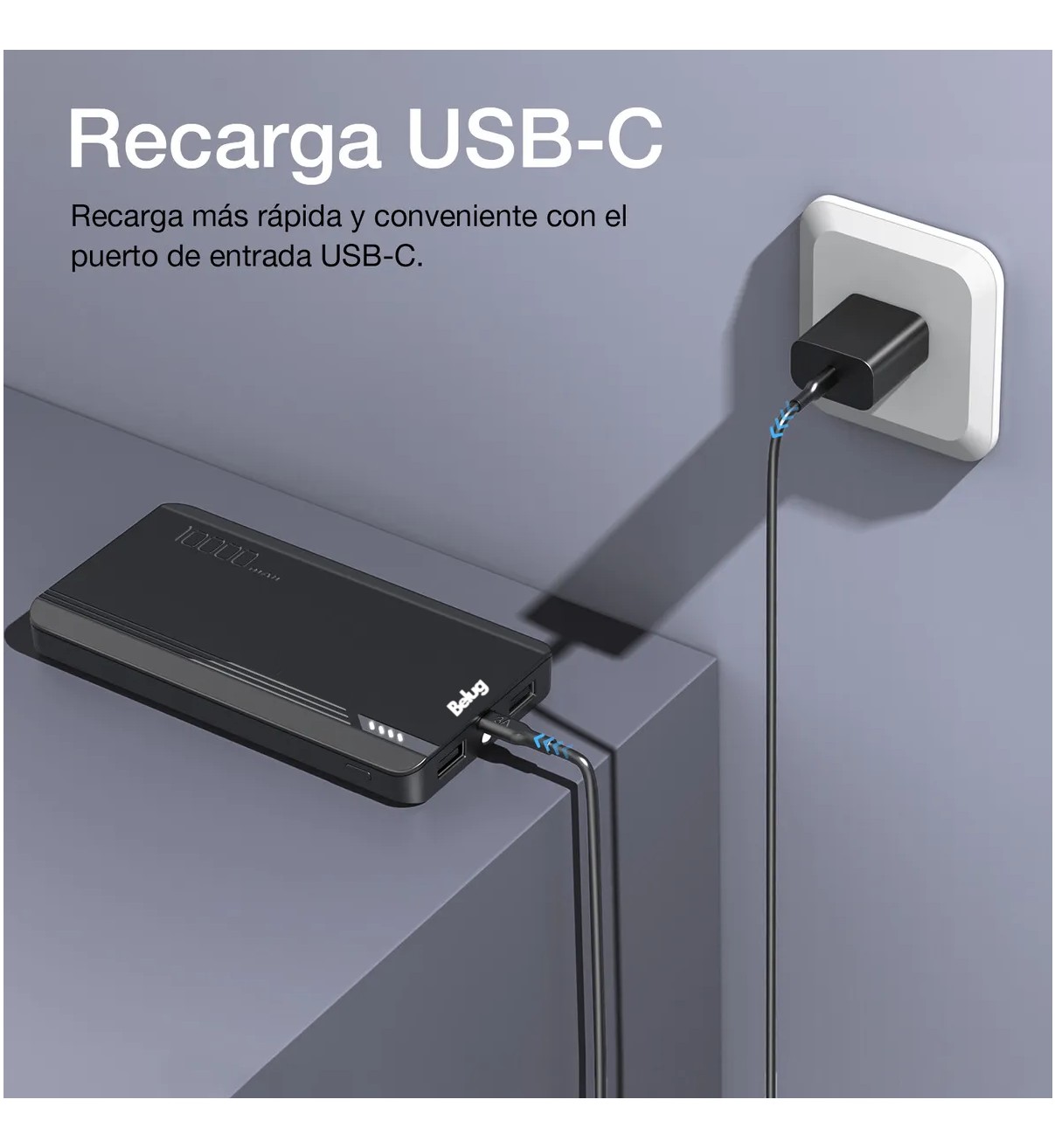 Power Bank Bater&iacute;a Port&aacute;til 10000mah 2.1a Belug Carga Bateria Portatil Con 2 Puertos image number null