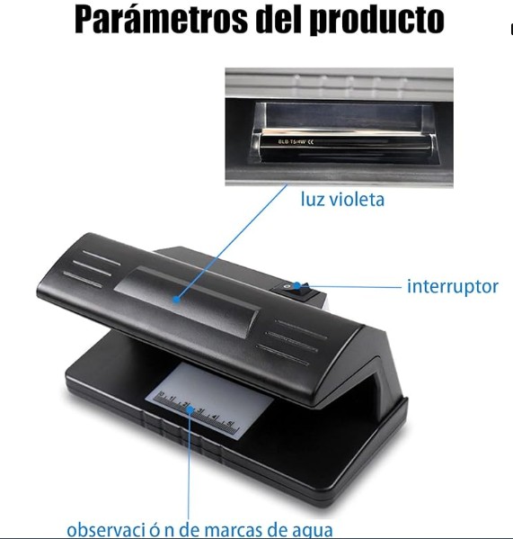 M&aacute;quina de billetes falsos con detector UV de dinero Detector de billetes falsificados para pasaporte, dinero, tarjetas de cr&eacute;dito e identificaciones image number null