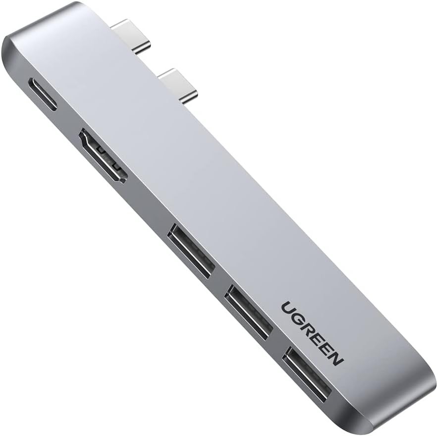 UGREEN Hub USB C para MacBook Pro Air, USB C Hub a HDMI 4K, 3 USB 3.0 para Thunderbolt 3, 100W PD Carga para Macbook Air/Pro M1 15" 13" 2021 2020 2019 2018 2017 2016, Plateado. image number null