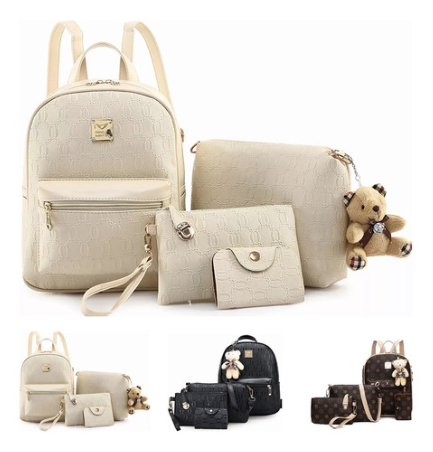 Bolsas De Mujer Mochila Cosmetiquera Correa 4 Set Beige image number null
