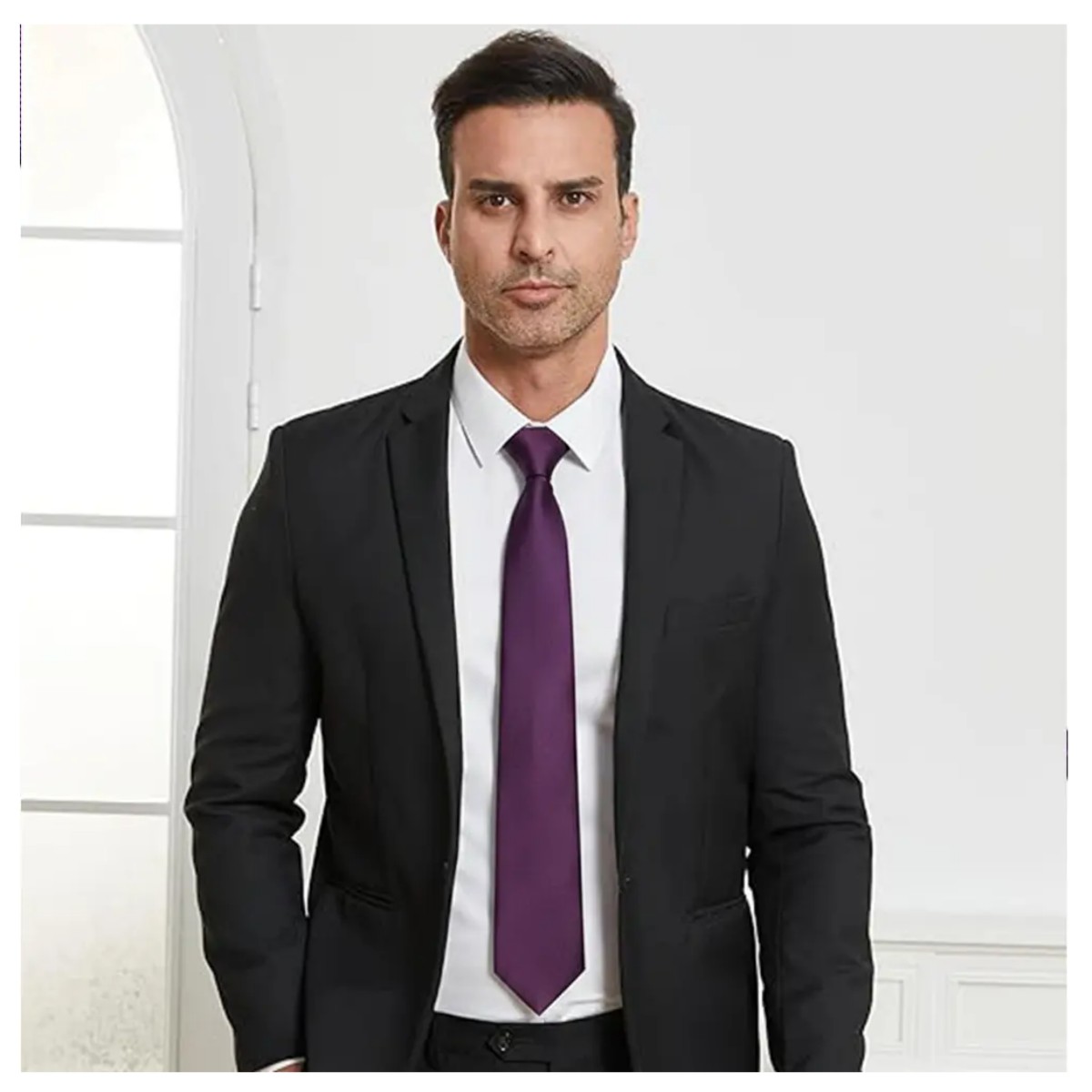 Corbata De Moda Masculina Morado image number null